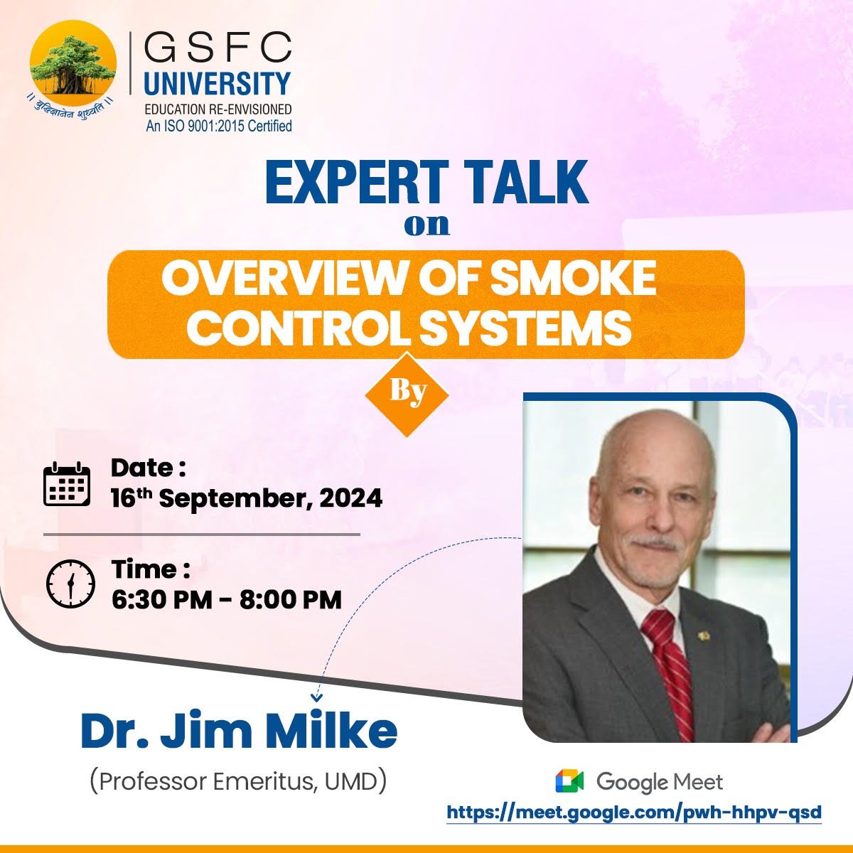 Expert Talk - Overview of Smoke Control | GSFC University, Vadodara