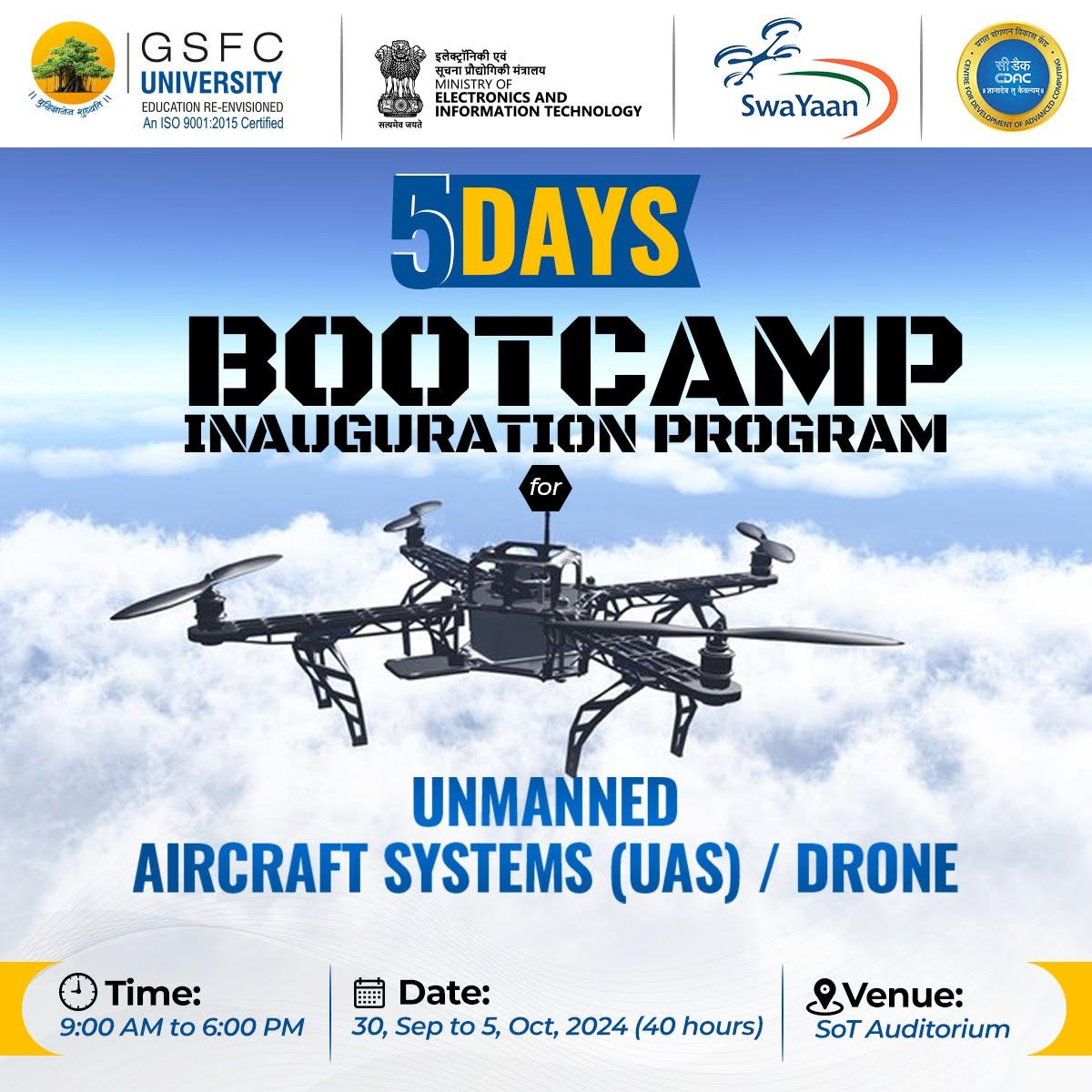 BOOTCAMP PROGRAM ON UAS/DRONE | GSFC University, Vadodara
